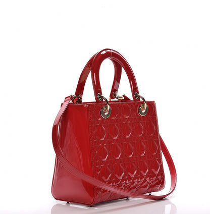 Christian Dior Patent Cannage Medium Lady Dior Red 4 of 20