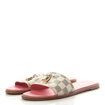 Louis Vuitton Damier Azur Lock It Flat Mule 40 Rose Clair 3 of 11