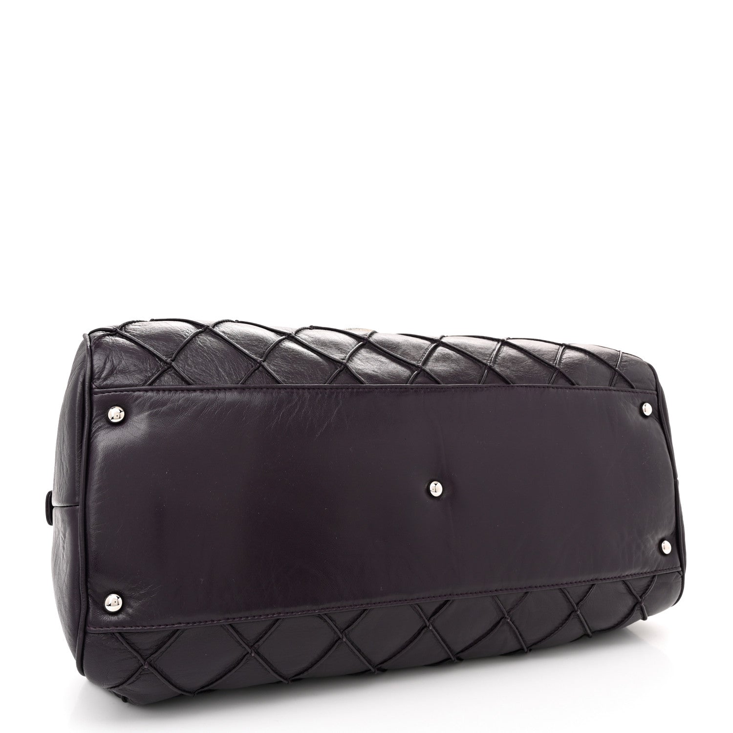 Chanel Lambskin Quilted Large Bowler Purple 4 of 12