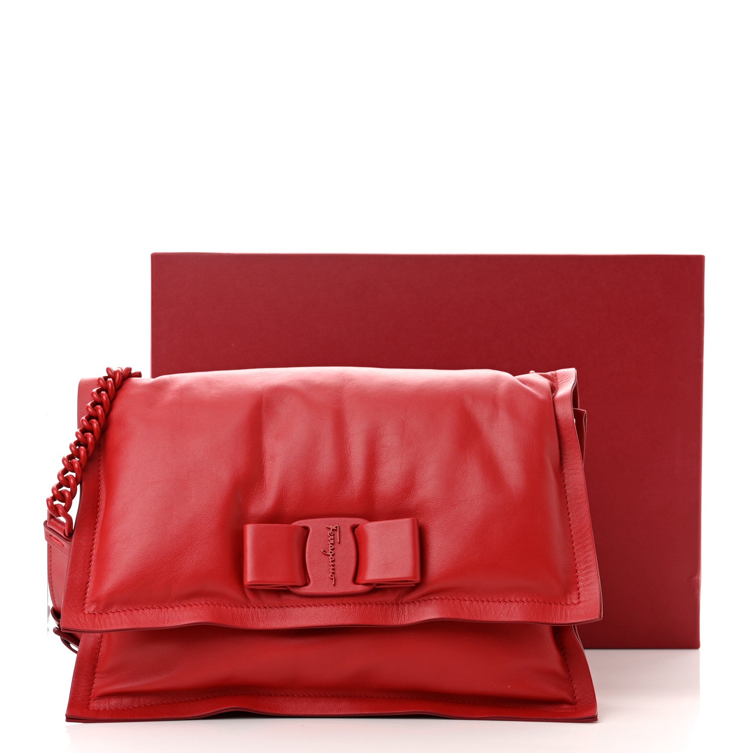 Salvatore Ferragamo Calfskin Small Viva Bow Shoulder Bag Red 12 of 12