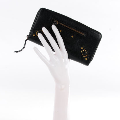 Balenciaga Agneau Classic Hardware Money Wallet Black 3 of 10