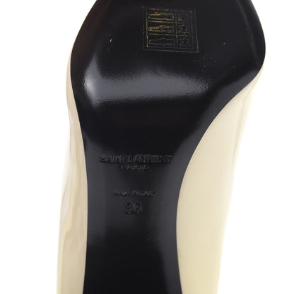 Saint Laurent Patent Calfskin Teddy High Vamp 105 Pumps 36 White 7 of 9