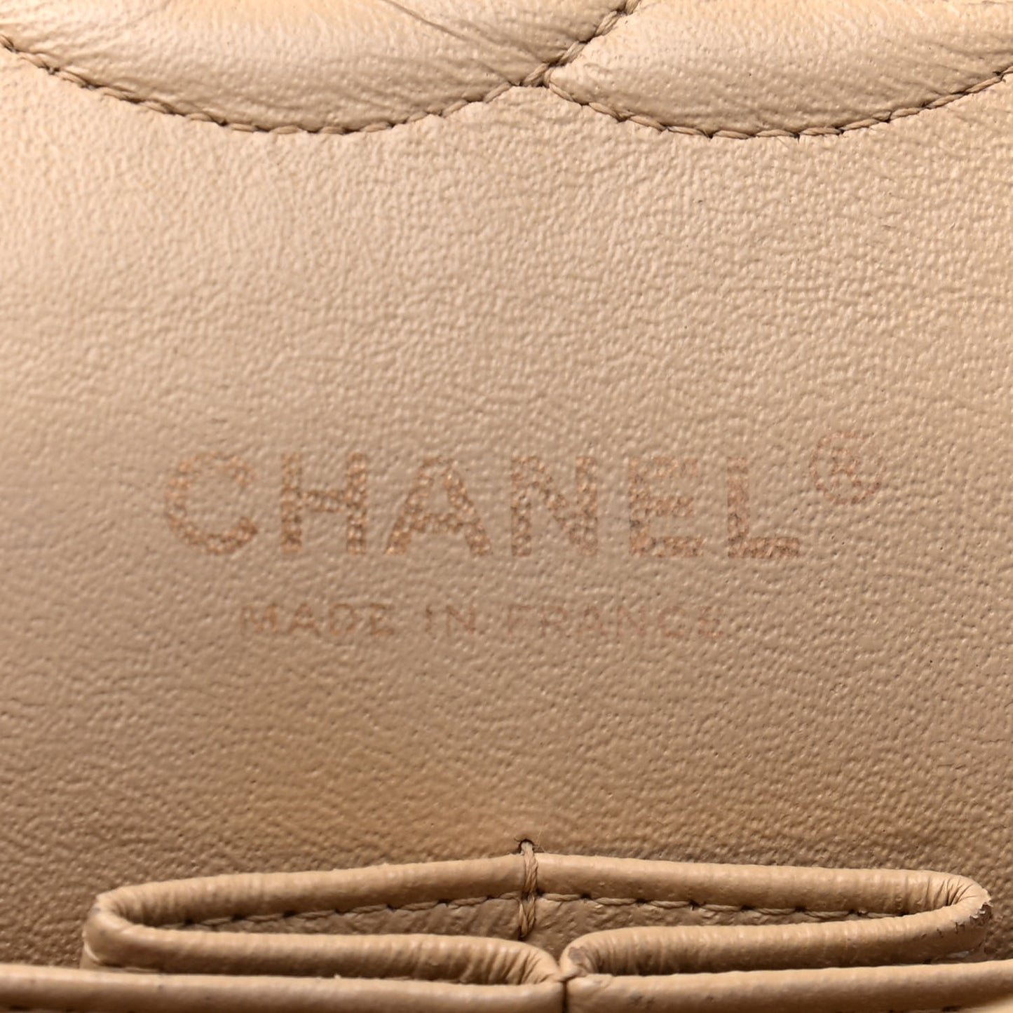 Lambskin Quilted Medium Double Flap Beige