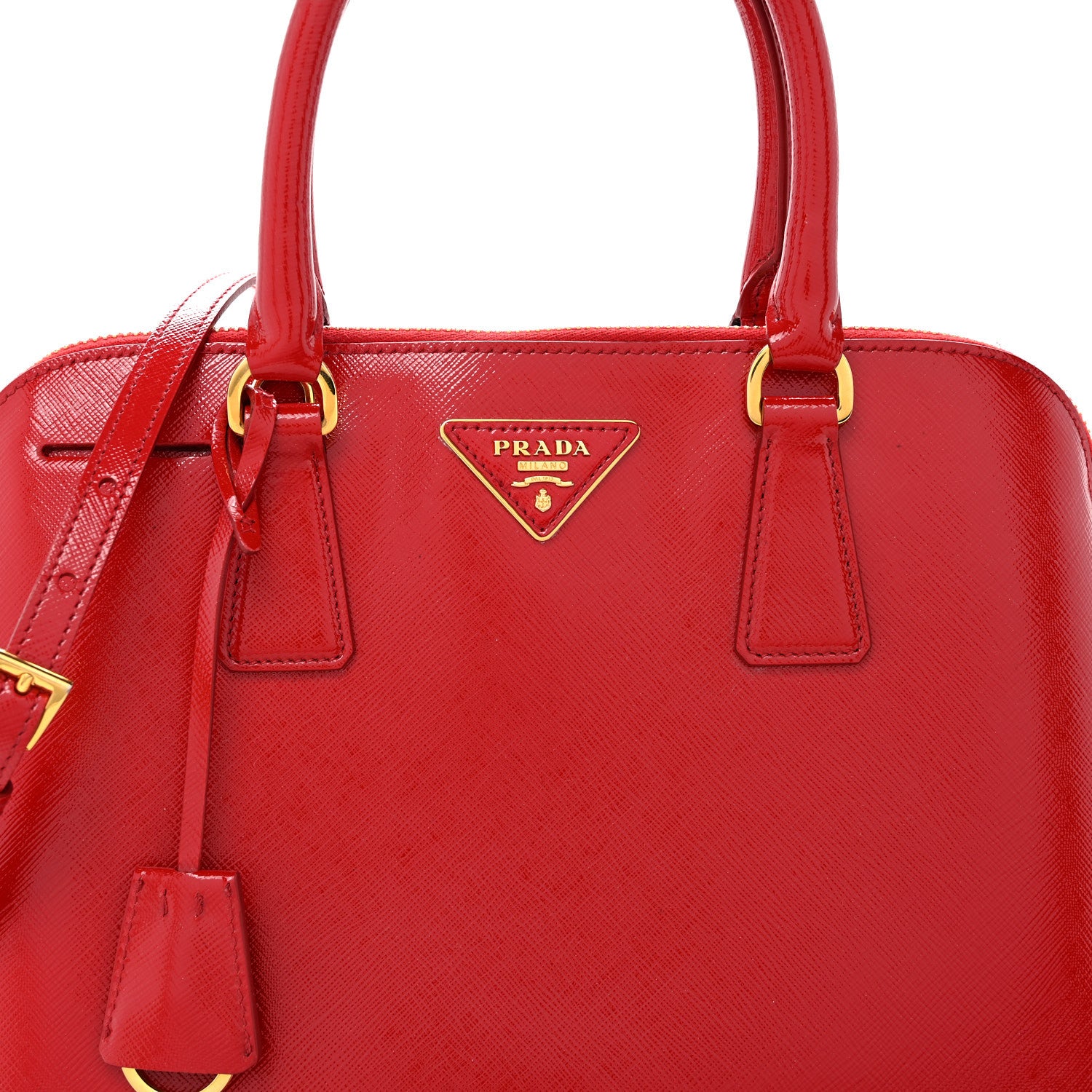Prada Saffiano Vernice Medium Promenade Tote Rosso 8 of 10