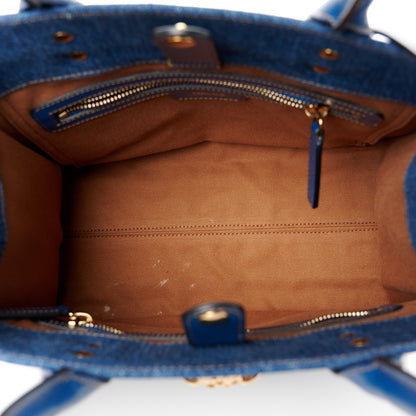 Versace Denim Calfskin La Medusa Small Tote Bag Blue 5 of 10