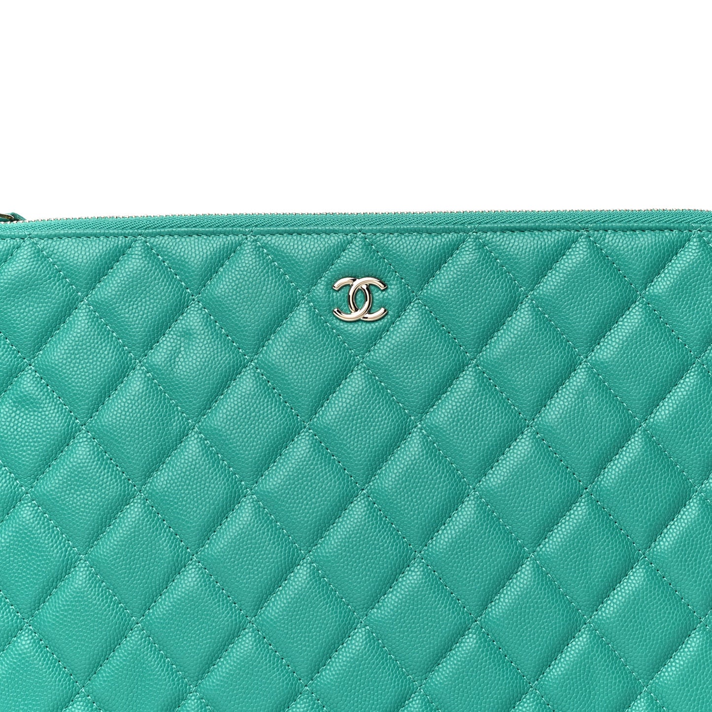 Caviar Quilted Medium Cosmetic Case Turquoise