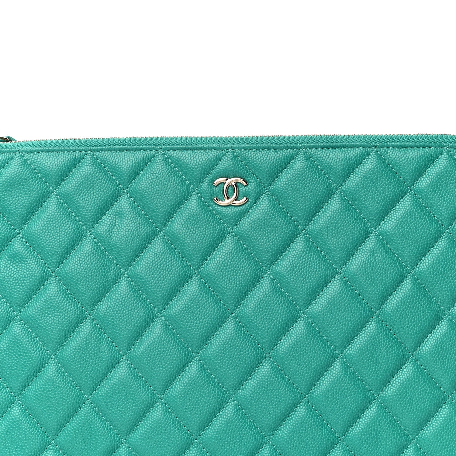 Chanel Caviar Quilted Medium Cosmetic Case Turquoise 8 of 10
