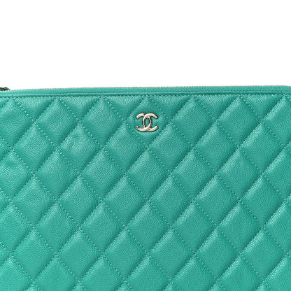 Chanel Caviar Quilted Medium Cosmetic Case Turquoise 8 of 10