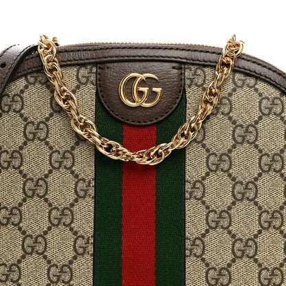 Gucci GG Supreme Monogram Textured Dollar Calfskin Web Small Ophidia Dome Shoulder Bag Beige Ebony New Acero 7 of 10