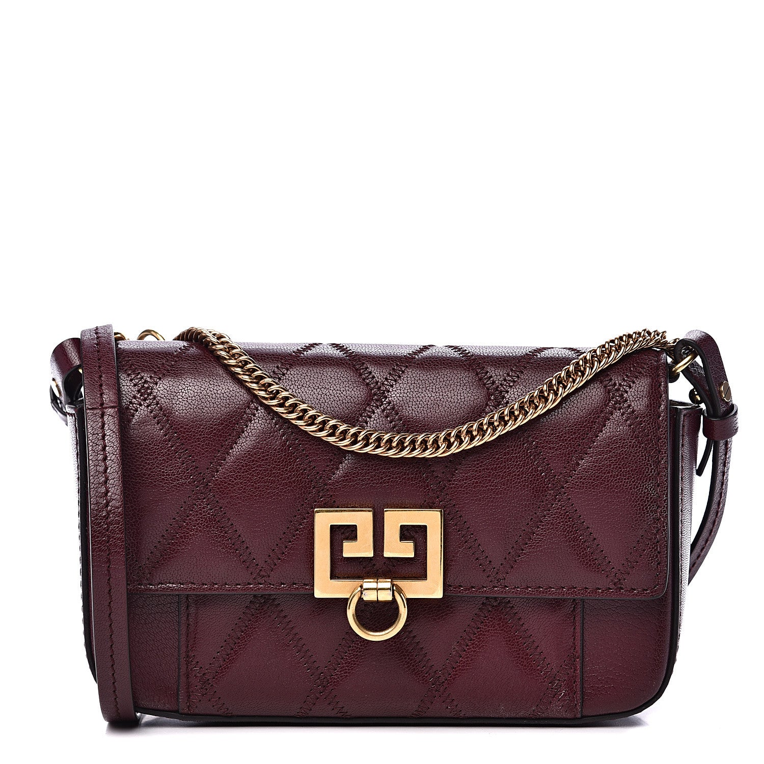 Givenchy Goatskin Quilted GV3 Mini Pocket Convertible Bag Aubergine 1 of 9