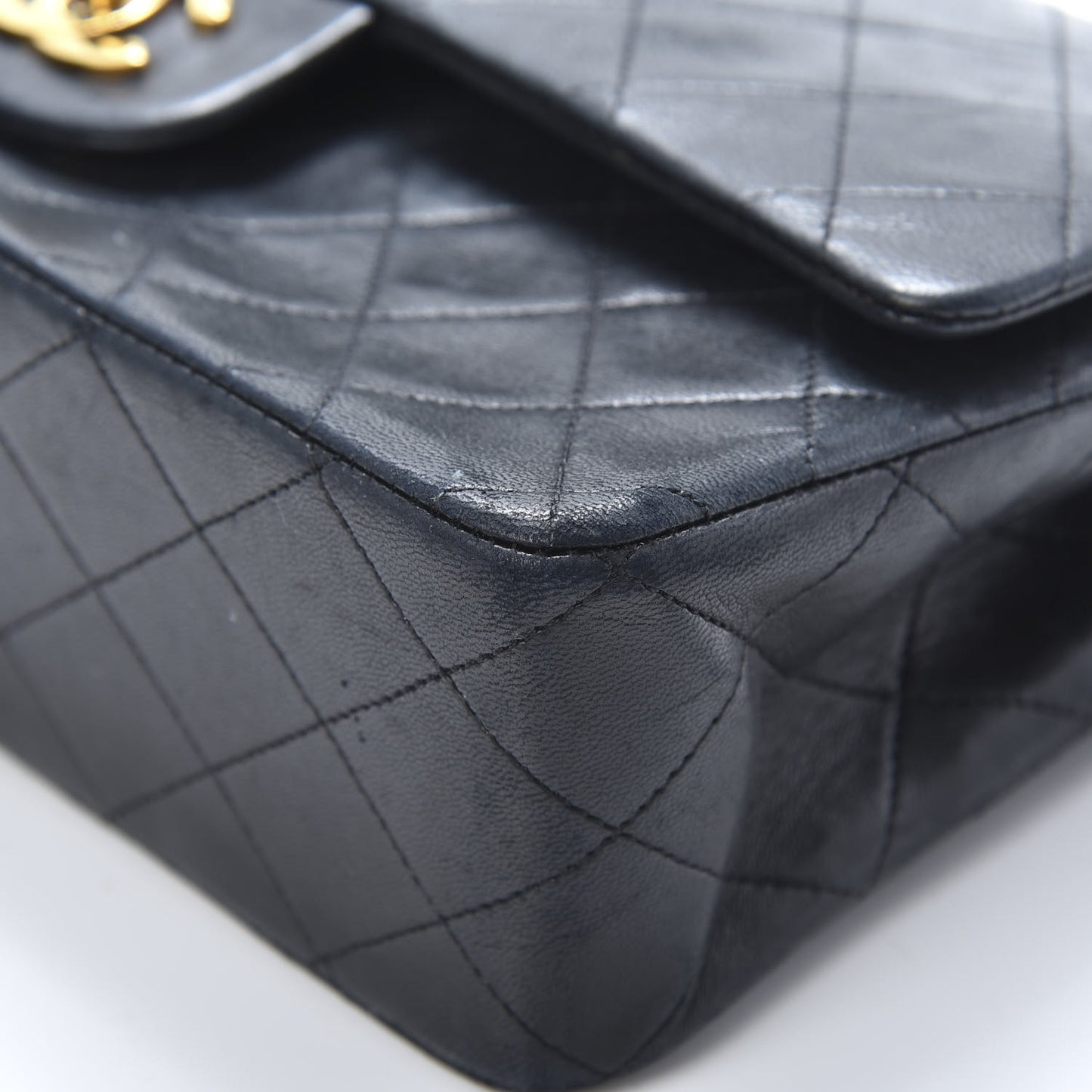 Lambskin Quilted Medium Double Flap Black