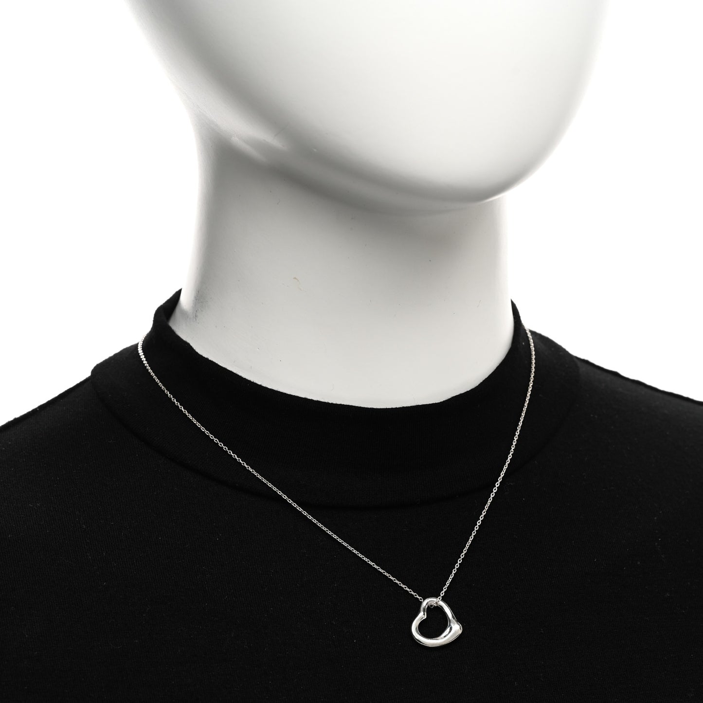 Sterling Silver 16mm Elsa Peretti Open Heart Pendant Necklace