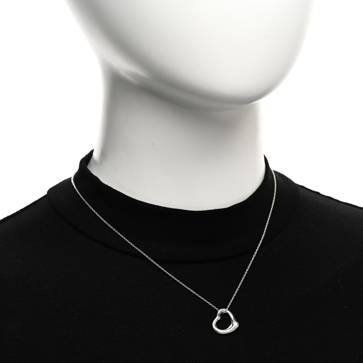 Tiffany Sterling Silver 16mm Elsa Peretti Open Heart Pendant Necklace 2 of 5