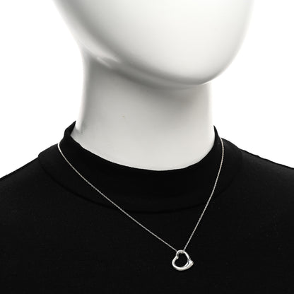 Tiffany Sterling Silver 16mm Elsa Peretti Open Heart Pendant Necklace 2 of 5