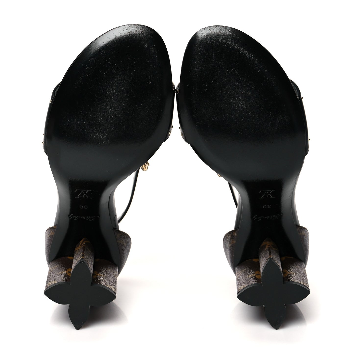 Leather Monogram Silhouette Sandals 38 Black
