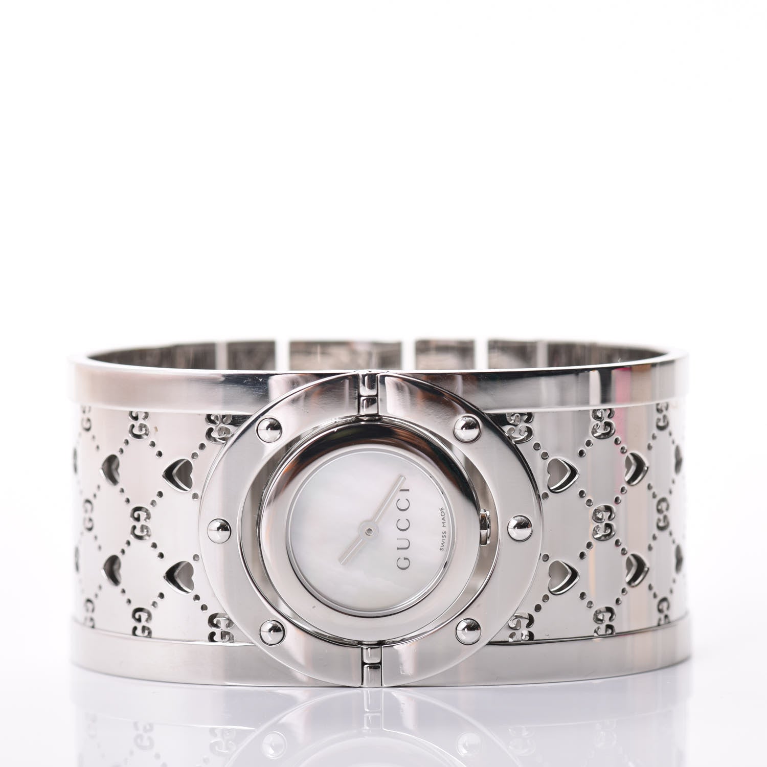 Gucci Stainless Steel Mother of Pearl 33mm Twirl Heart Quartz Watch 2 of 7