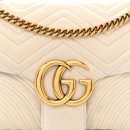 Gucci Calfskin Matelasse Medium GG Marmont Shoulder Bag White 9 of 13