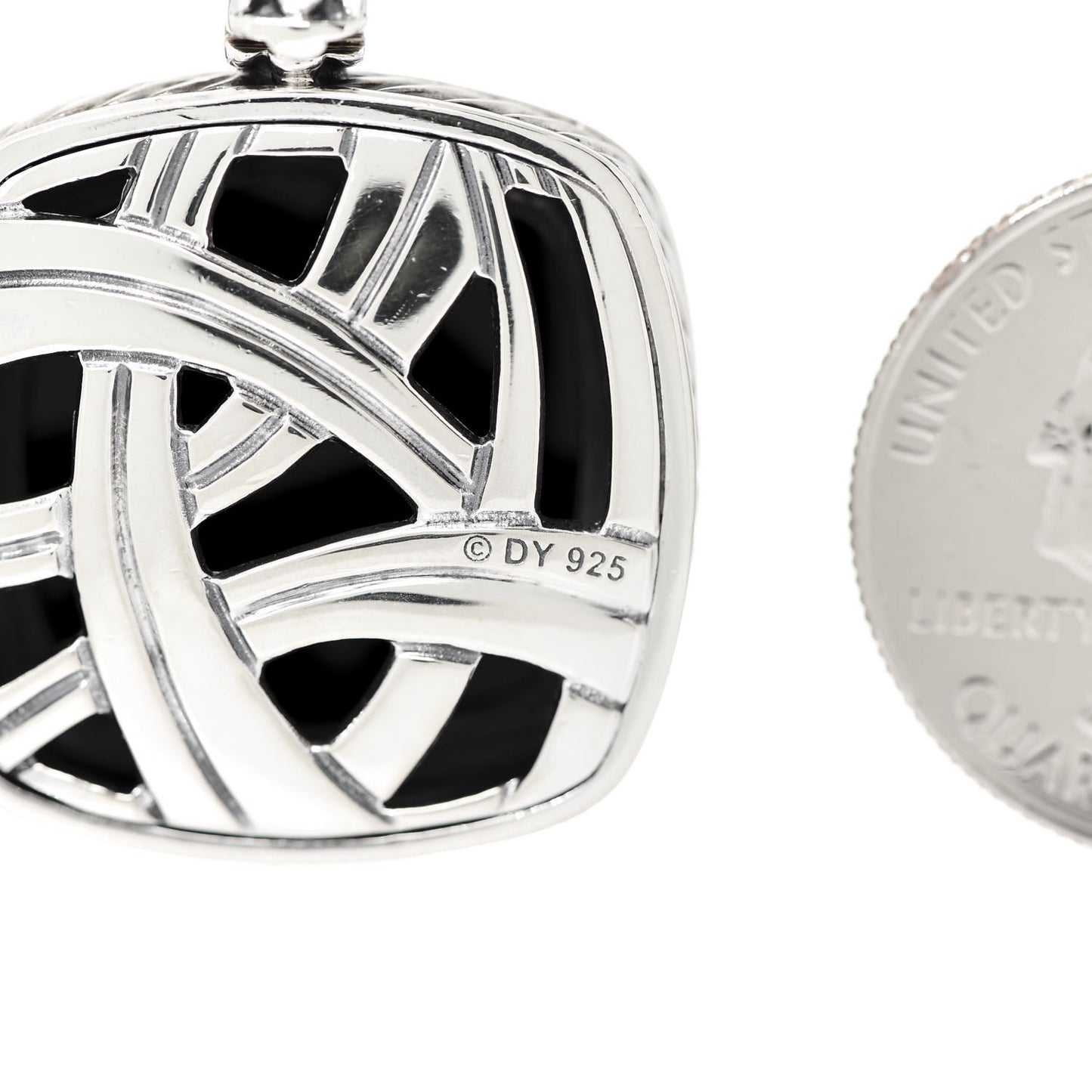 Sterling Silver Black Onyx 20mm Albion Enhancer Pendant