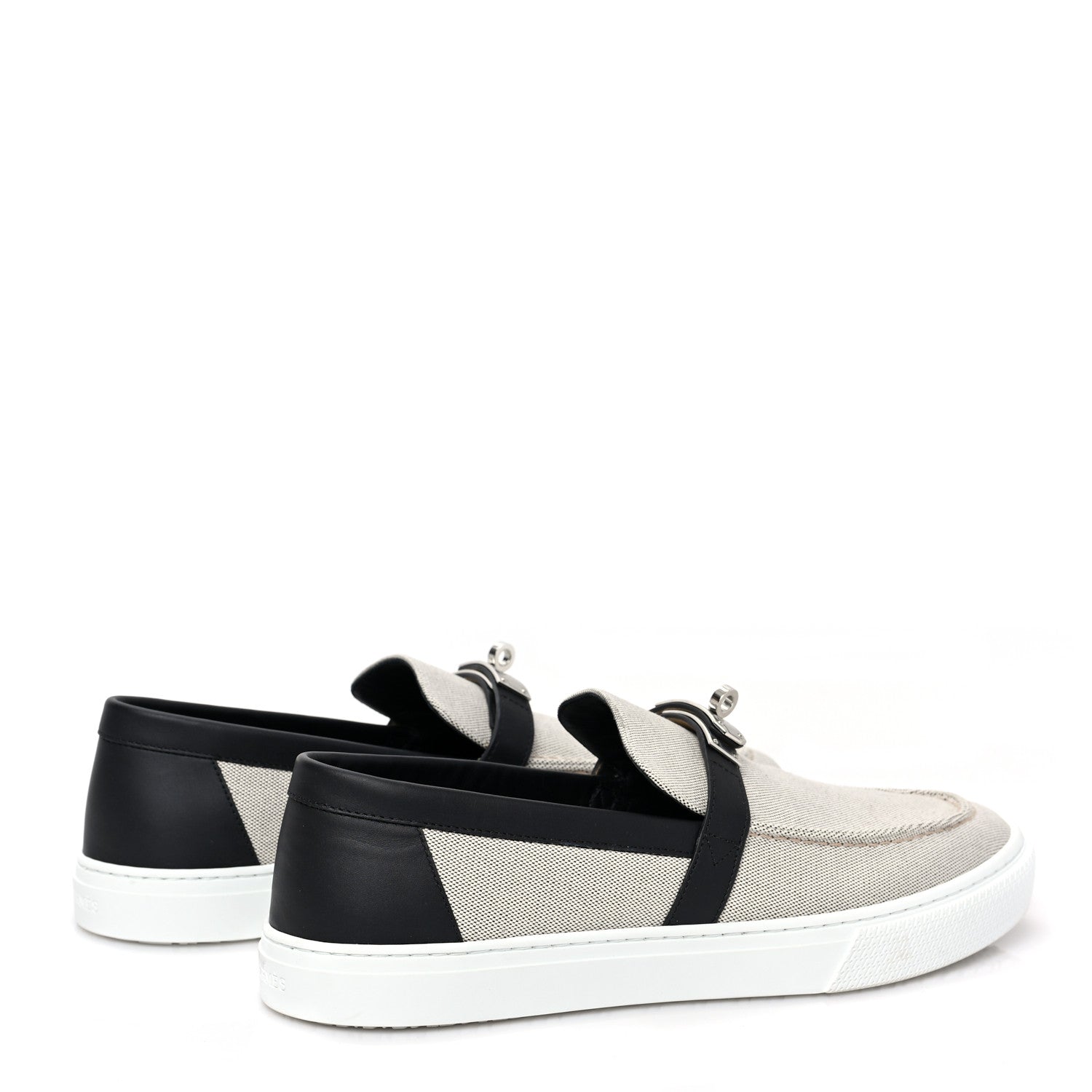 Hermes Toile De Coton Calfskin Game Slip On Sneakers 43 Prunoir Black 4 of 7