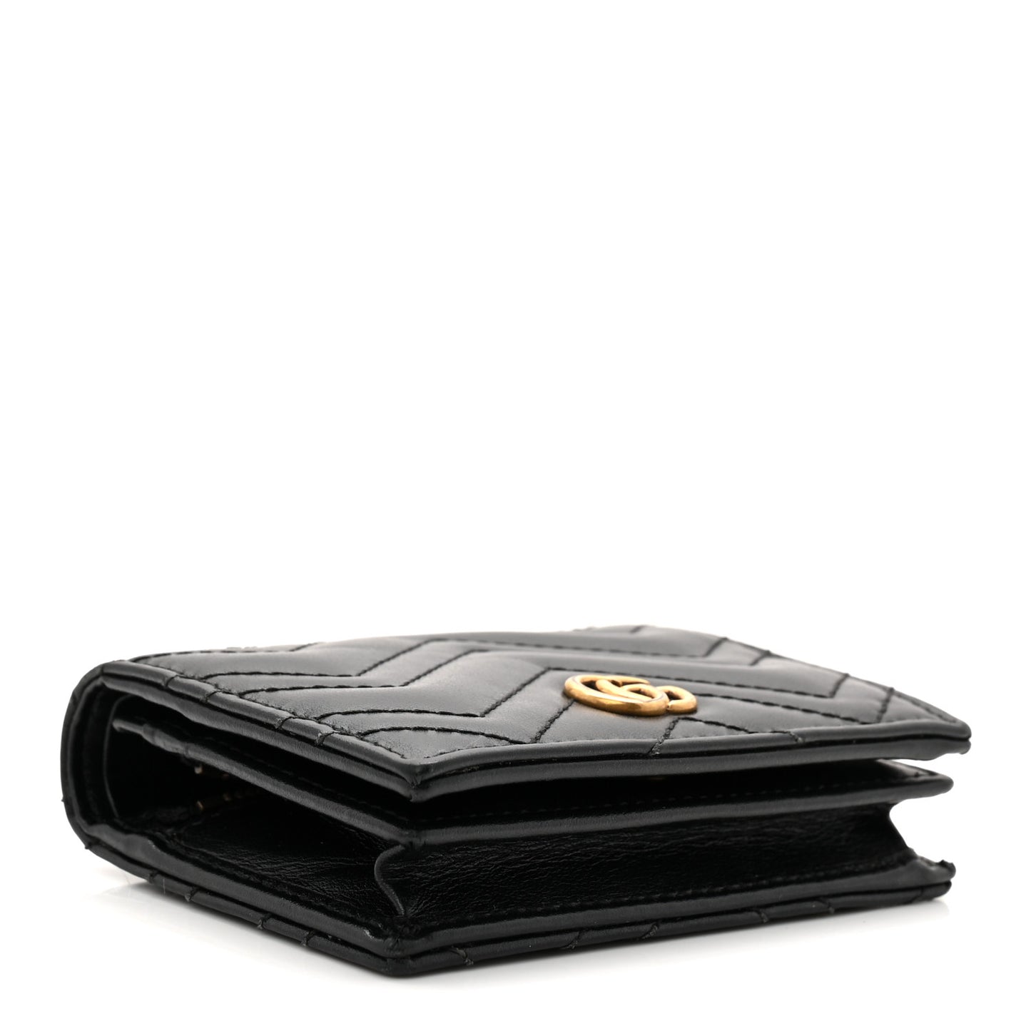 Calfskin Matelasse GG Marmont Card Case Wallet Black