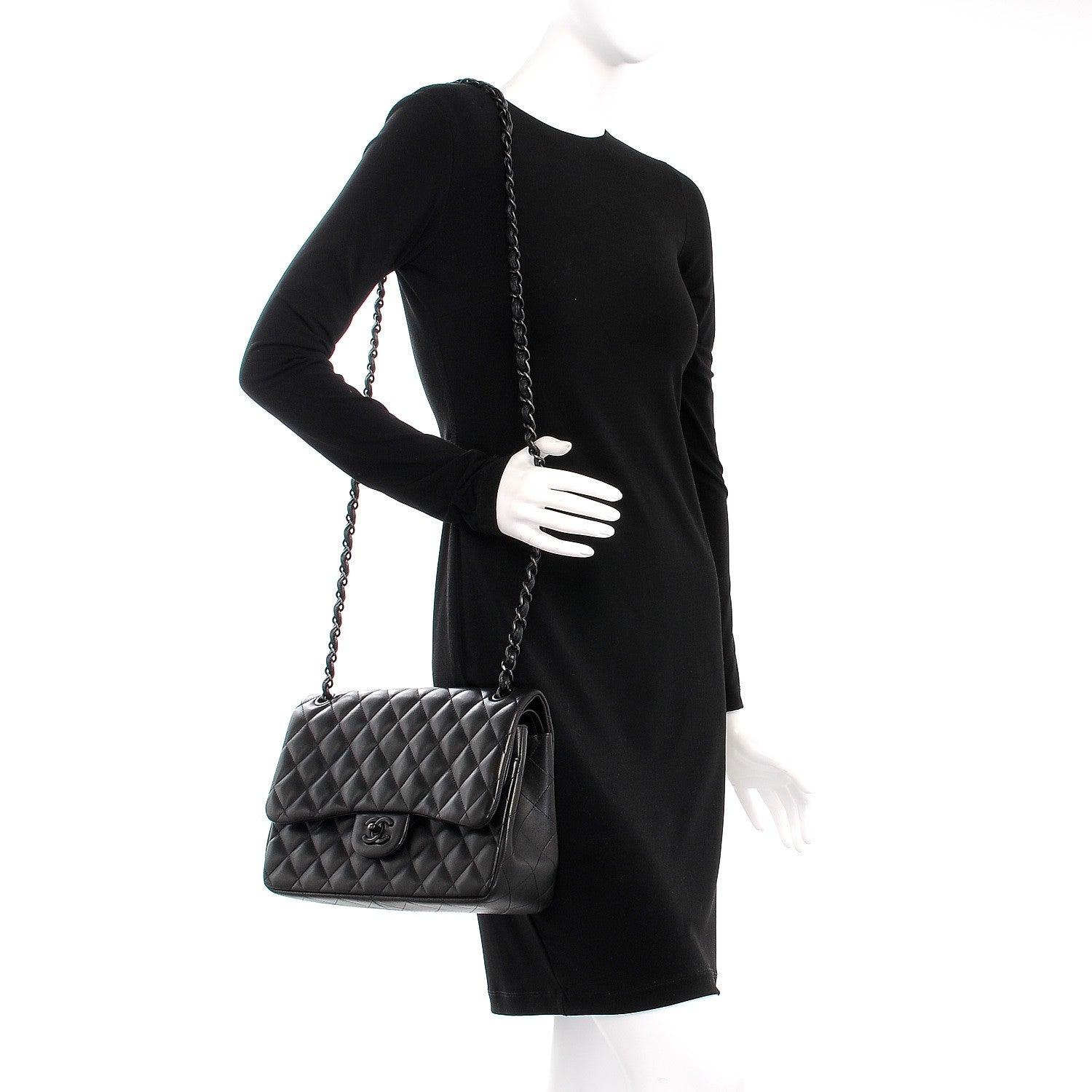 Chanel Lambskin Quilted Jumbo Double Flap So Black 2 of 16
