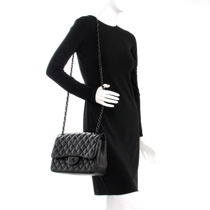 Chanel Lambskin Quilted Jumbo Double Flap So Black 2 of 16