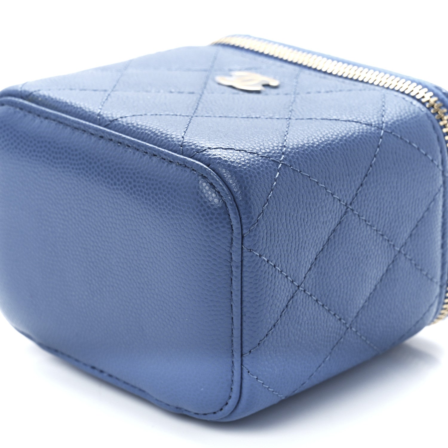 Chanel Caviar Quilted Mini Vanity Case With Chain Blue 11 of 12