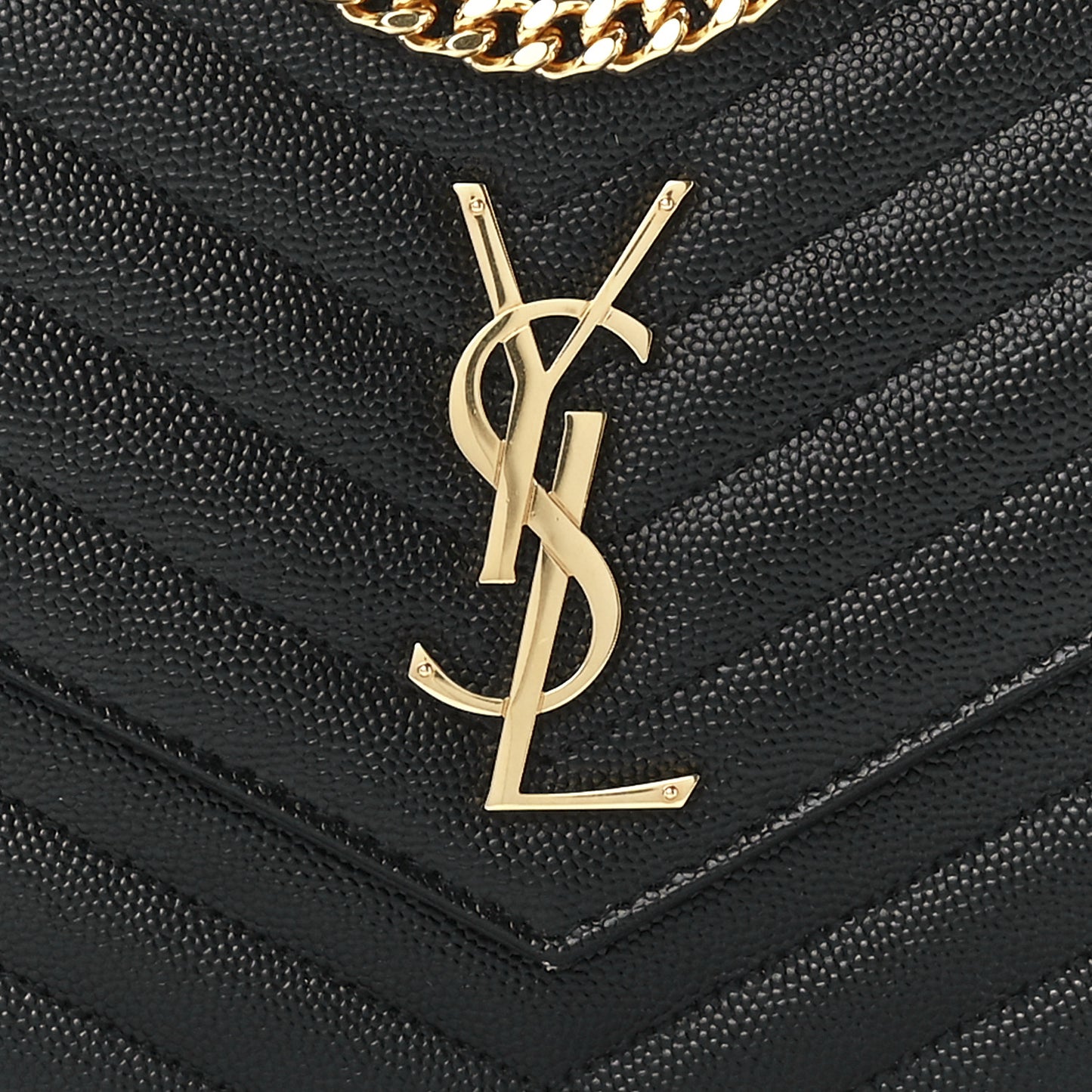 Grain De Poudre Matelasse Chevron Monogram Chain Wallet Black