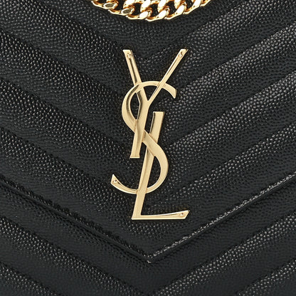 Saint Laurent Grain De Poudre Matelasse Chevron Monogram Chain Wallet Black 7 of 10