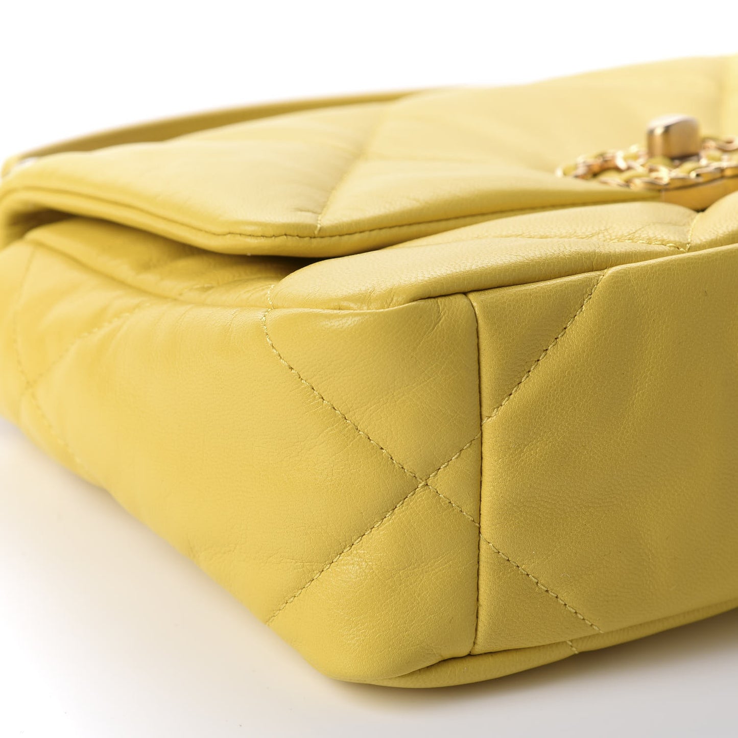 Lambskin Quilted Medium 19 Flap Yellow