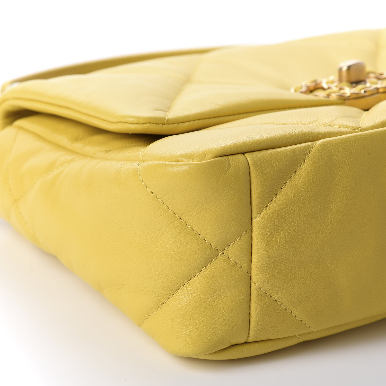 Chanel Lambskin Quilted Medium 19 Flap Yellow 6 of 11