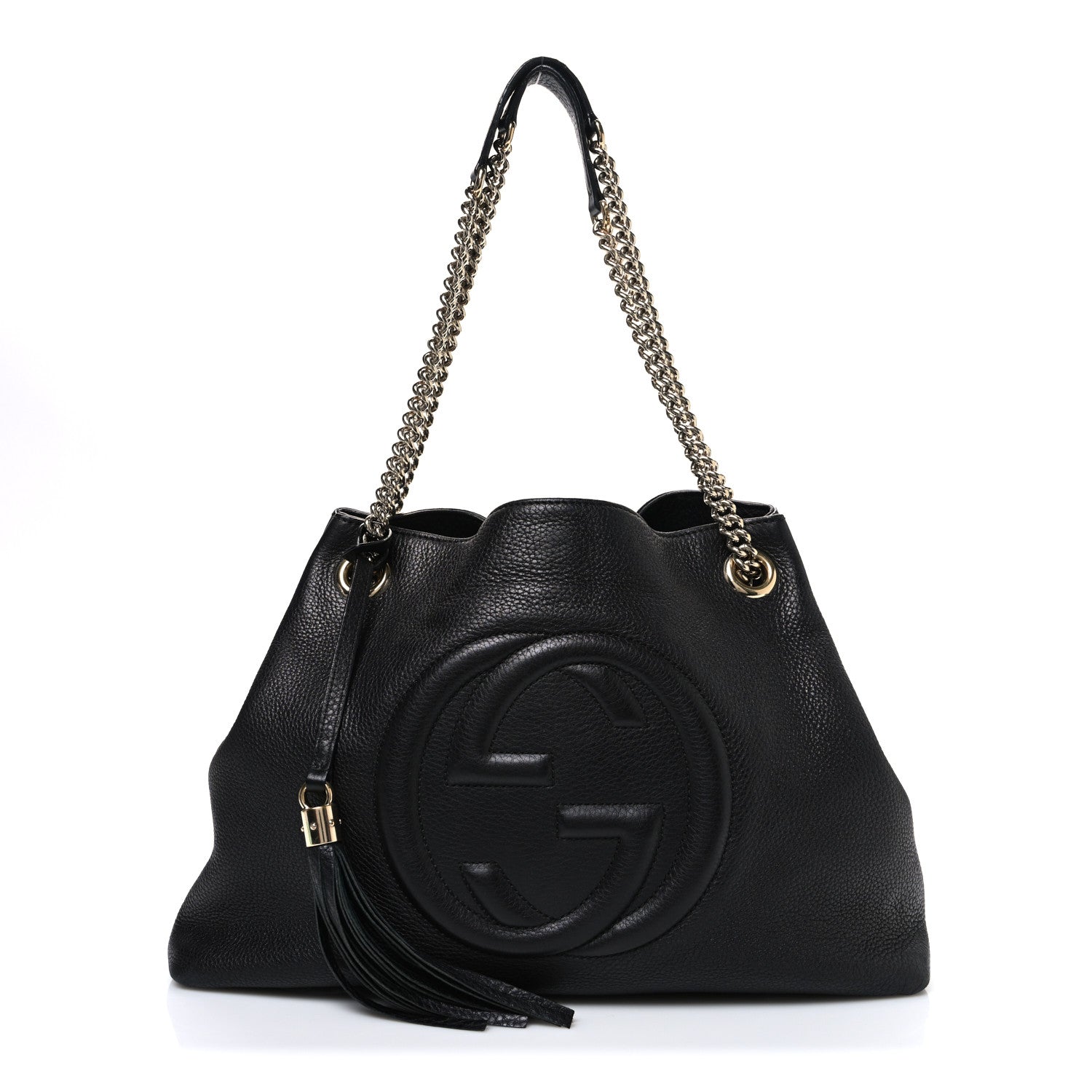 Gucci Pebbled Calfskin Medium Soho Chain Shoulder Bag Black 1 of 10