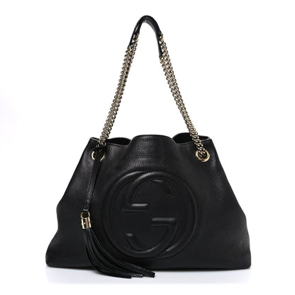 Gucci Pebbled Calfskin Medium Soho Chain Shoulder Bag Black 1 of 10