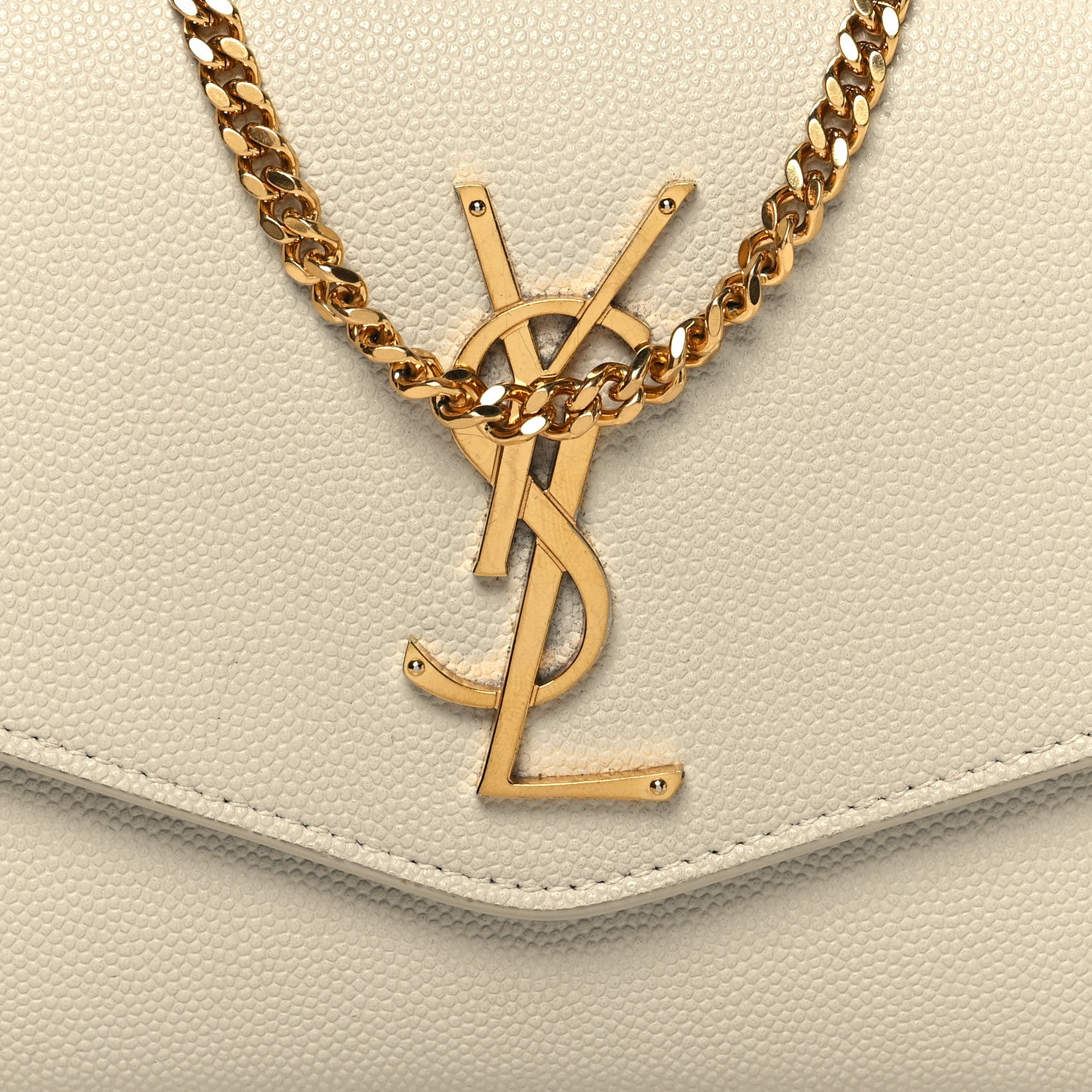 Saint Laurent Grain De Poudre Monogram Uptown Chain Wallet Crema Soft 9 of 12