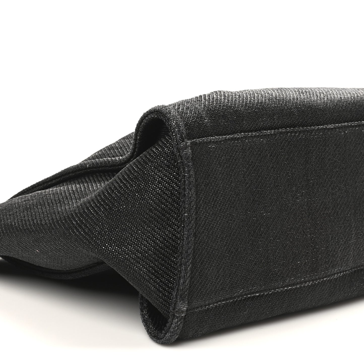 Woven Straw Raffia Large Deauville Tote Black White