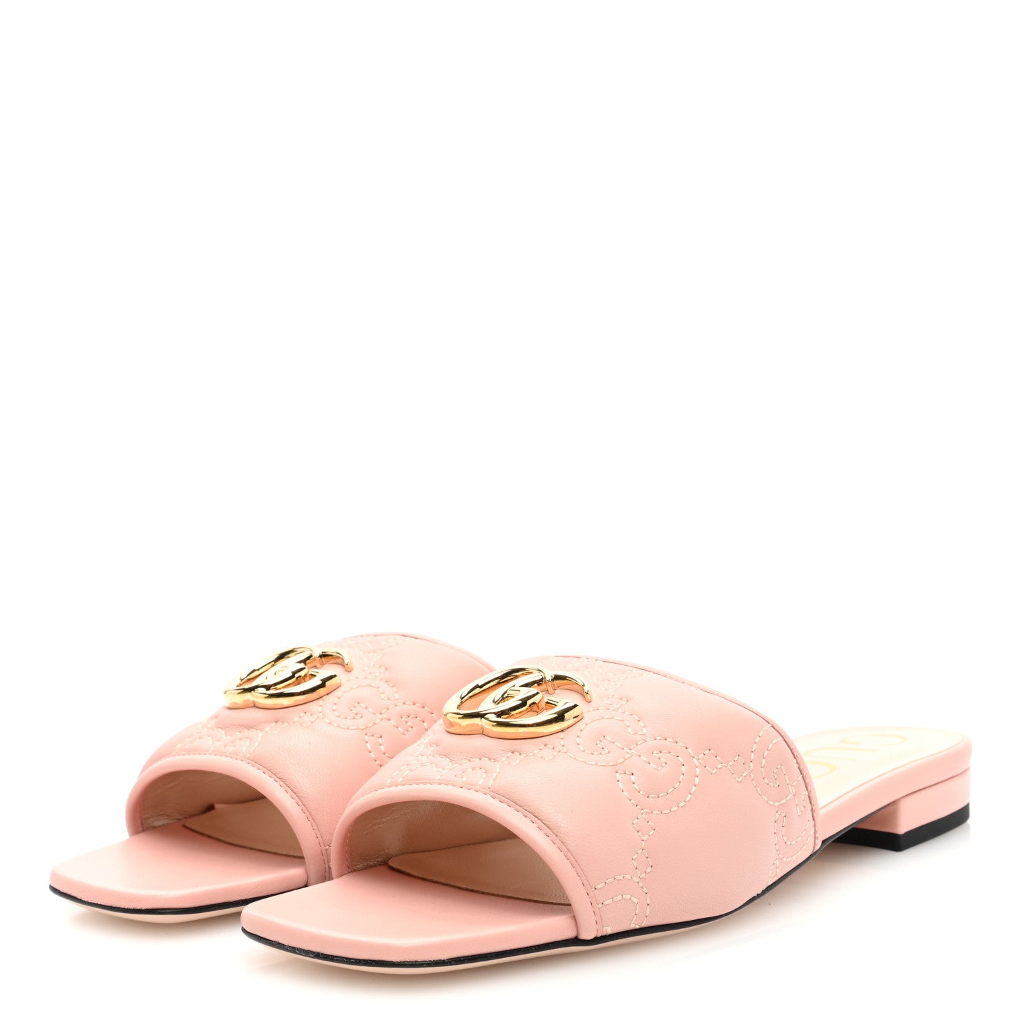 Gucci Nappa GG Matelasse GG Marmont Flat Slide Sandals 38 Perfect Pink 2 of 8