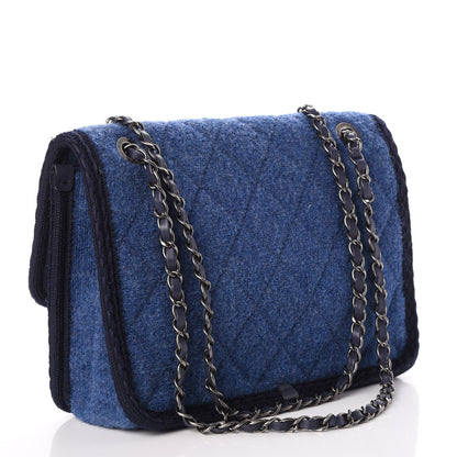 Chanel Wool Quilted Medium Edelweiss Single Flap Blue 3 of 7