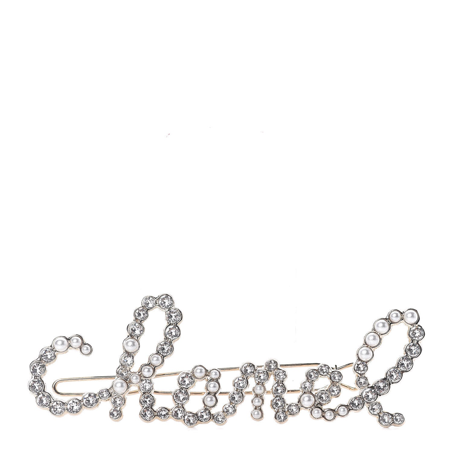 Chanel Metal Glass Swirling Pearls Hair Clip Gold 1 of 4