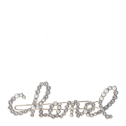 Chanel Metal Glass Swirling Pearls Hair Clip Gold 1 of 4