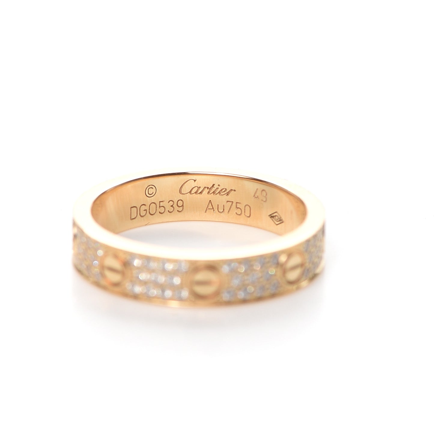 18K Yellow Gold Diamond 4mm LOVE Wedding Paved Band Ring 49 5