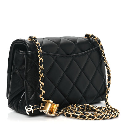 Chanel Shiny Lambskin Quilted Enamel CC Mini Flap Black 2 of 12