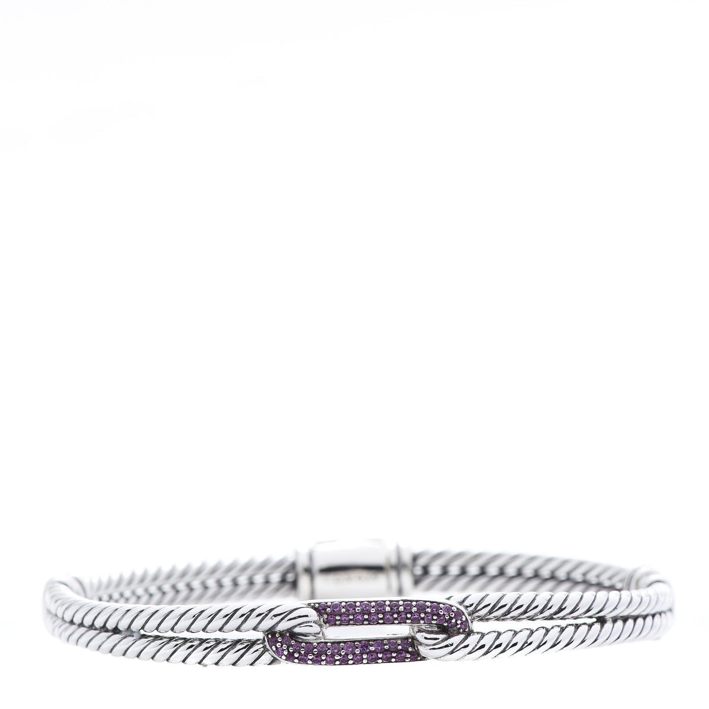 Sterling Silver Pave Pink Sapphire 7mm Mini Loop Labyrinth Bracelet