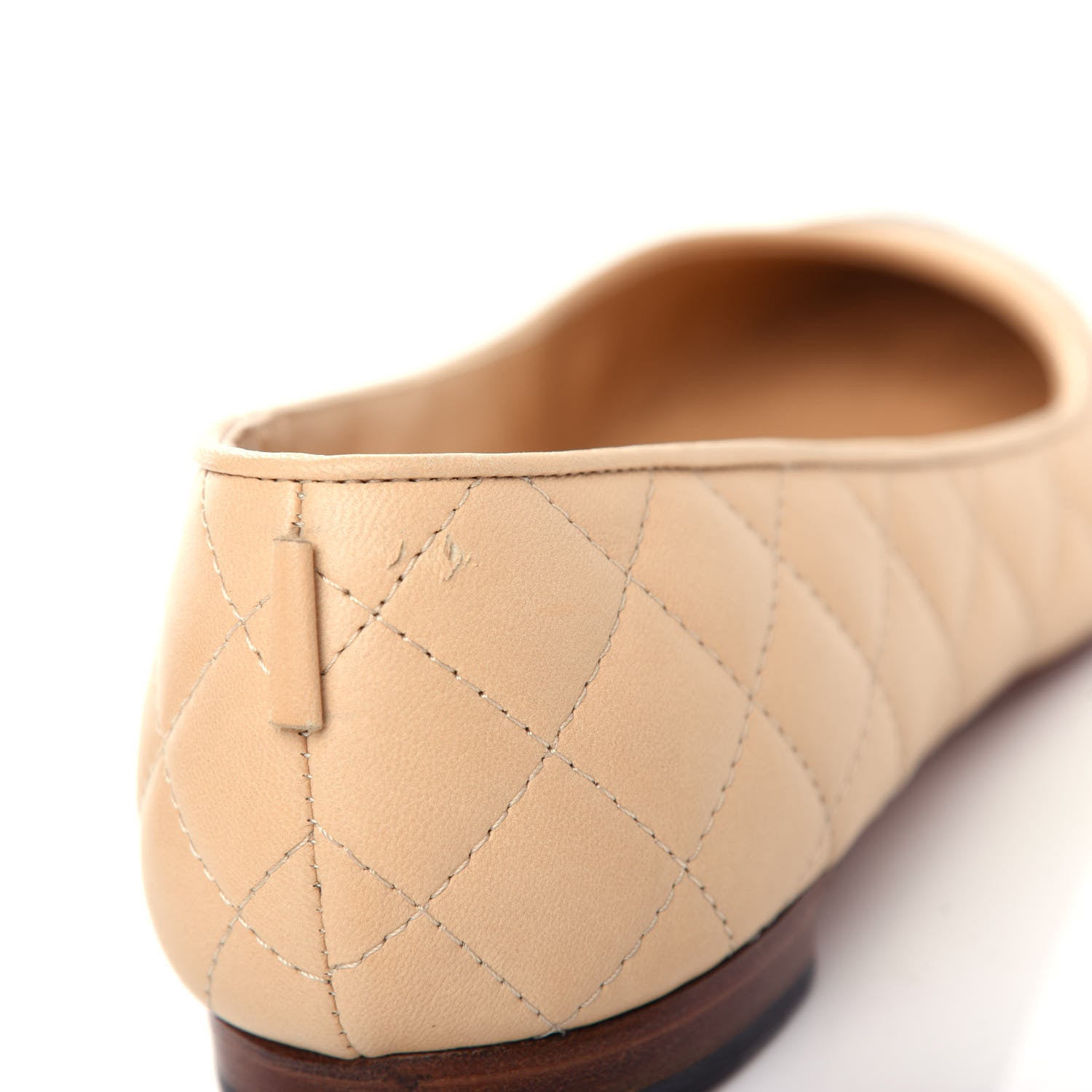 Chanel Lambskin Quilted Cap Toe Ballerina Flats 38.5 Beige Black 20 of 22