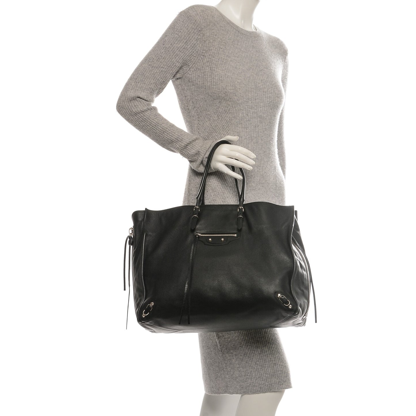 Supple Calfskin Papier A4 Zip Around Tote Black