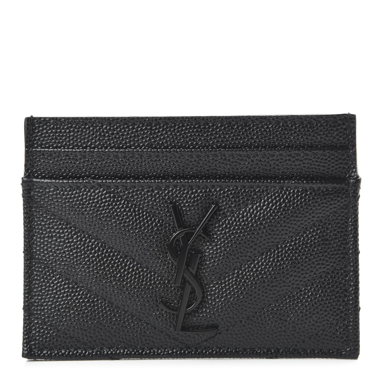 Grain De Poudre Matelasse Chevron Monogram Credit Card Case Black