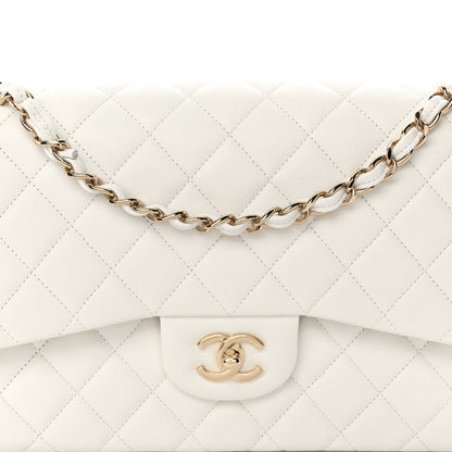 Chanel Caviar Quilted Jumbo Double Flap White 9 of 11