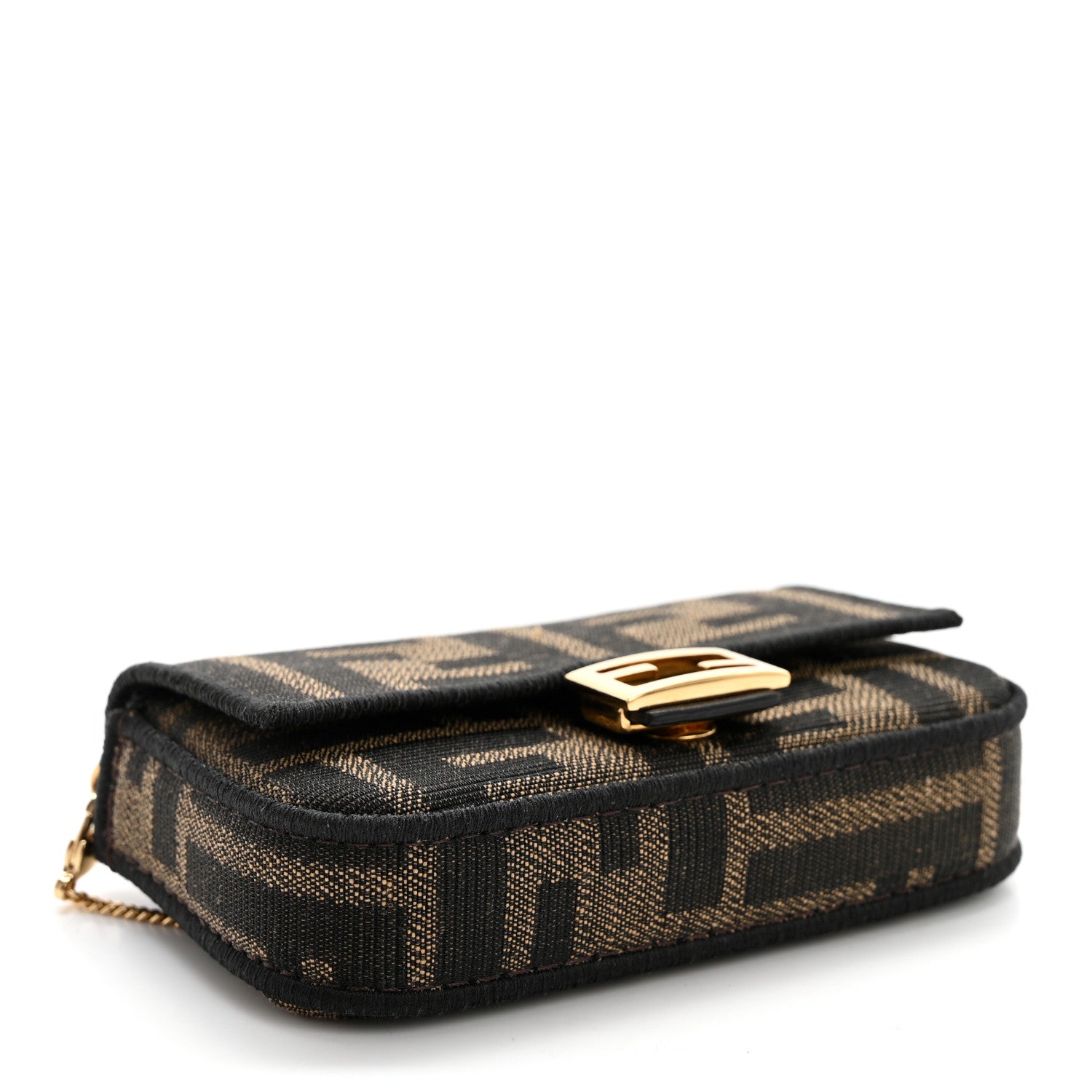 Fendi Fabric Jacquard FF 1974 Nano Baguette Charm Tobacco Moro Black 4 of 13