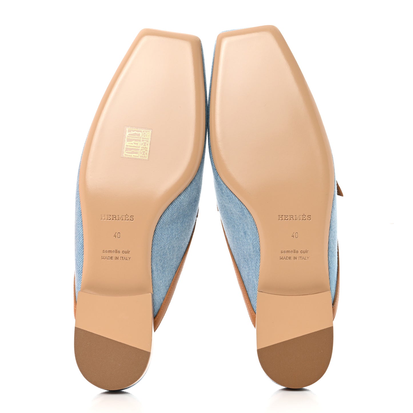 Denim Calfskin Groupie Mules 40 Bleu Clair Naturel