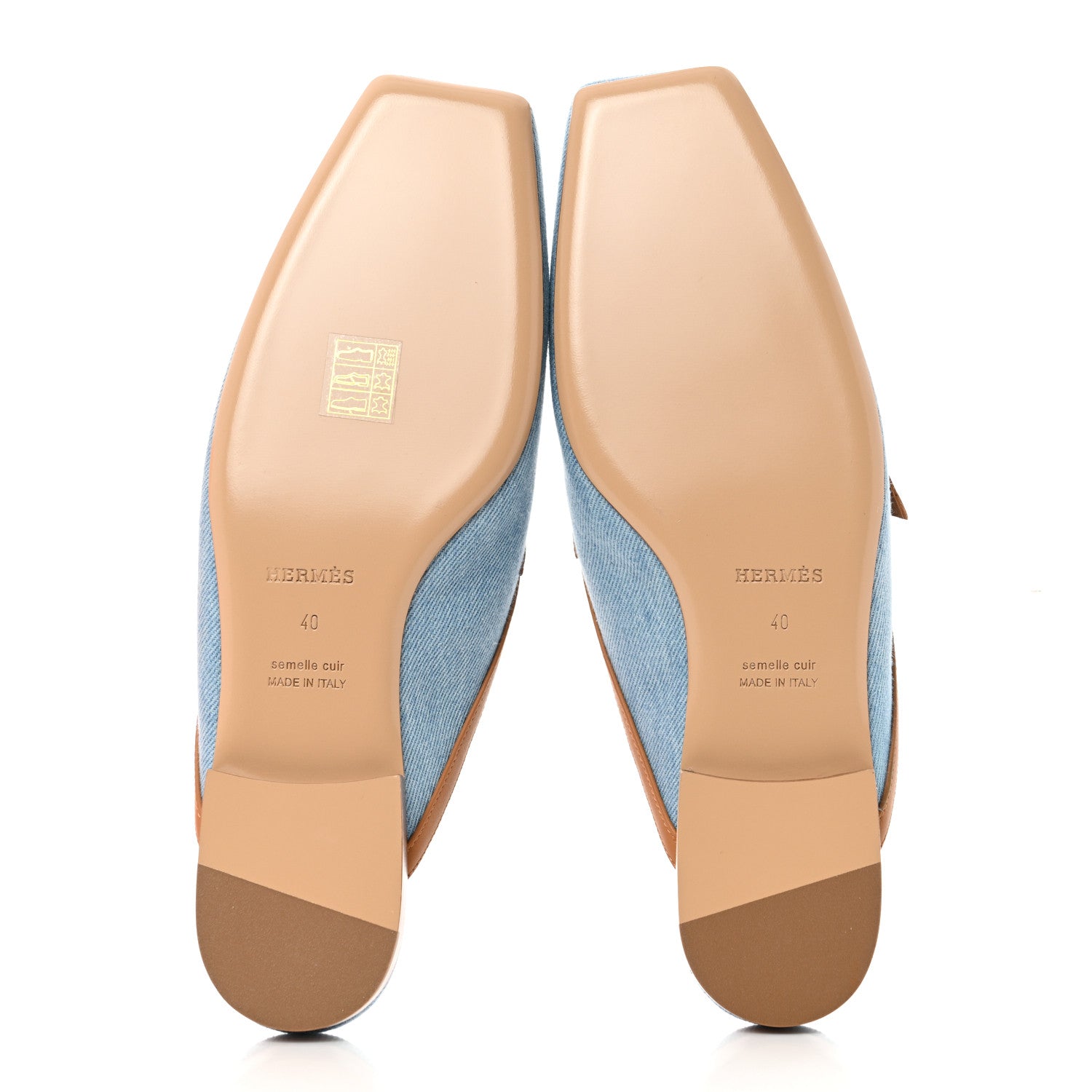 Hermes Denim Calfskin Groupie Mules 40 Bleu Clair Naturel 5 of 9