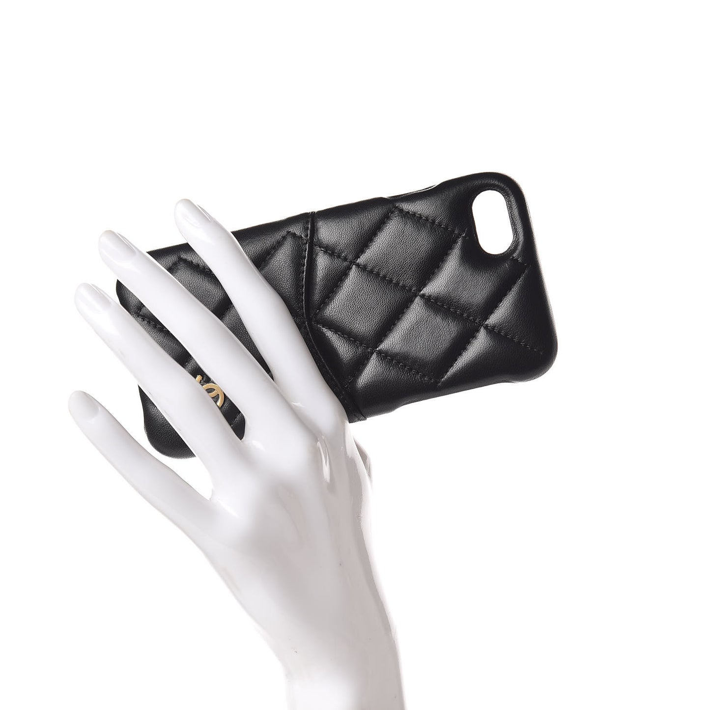 Lambskin Quilted iPhone 7/8 Coco Tech Case Black